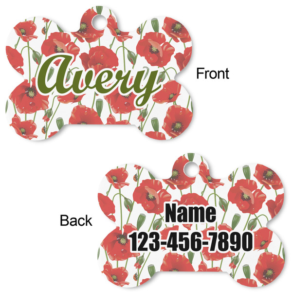 Poppies Bone Shaped Dog ID Tag - Large - Approval