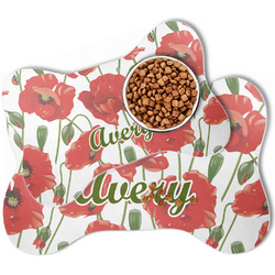 Poppies Bone Shaped Dog Food Mat (Personalized)