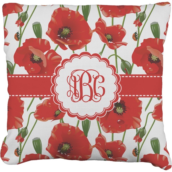 Custom Poppies Faux-Linen Throw Pillow 16" (Personalized)