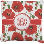 Poppies Faux-Linen Throw Pillow 18" (Personalized)