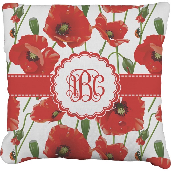 Custom Poppies Faux-Linen Throw Pillow 18" (Personalized)