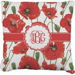 Poppies Faux-Linen Throw Pillow 20" (Personalized)