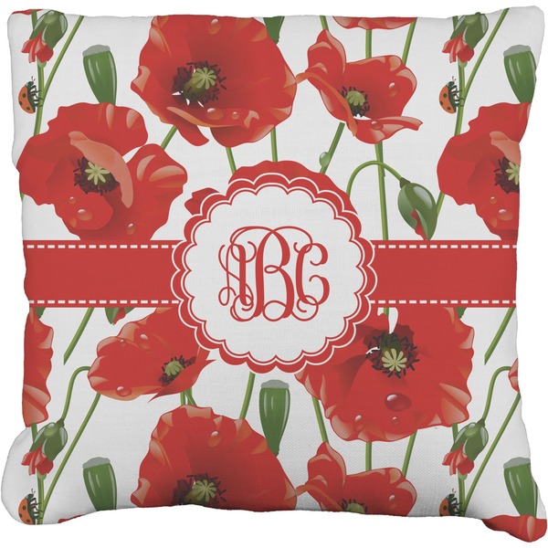Custom Poppies Faux-Linen Throw Pillow 20" (Personalized)