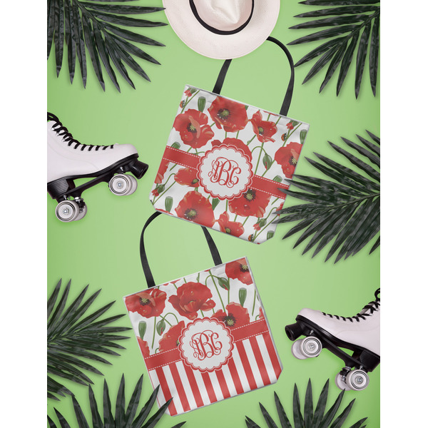 Poppies Canvas Tote Lifestyle Front and Back- 13x13