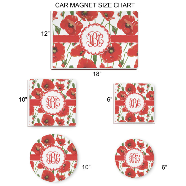 Poppies Car Magnets - SIZE CHART