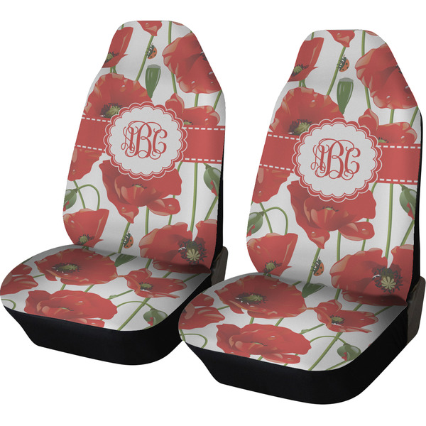 Custom Poppies Car Seat Covers (Set of Two) (Personalized)