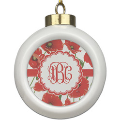 Poppies Ceramic Ball Ornament (Personalized)