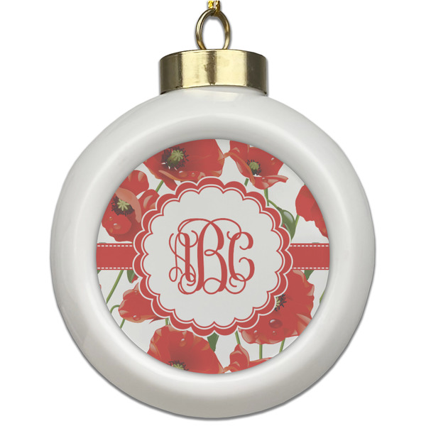 Custom Poppies Ceramic Ball Ornament (Personalized)