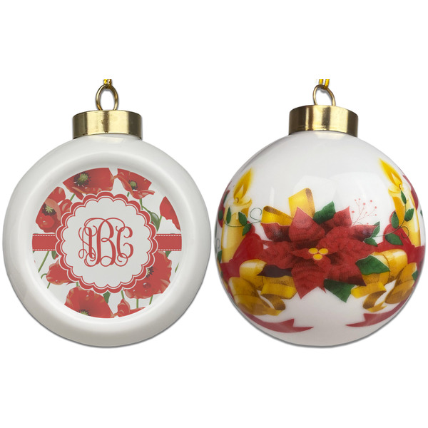 Poppies Ceramic Christmas Ornament - Poinsettias (APPROVAL)