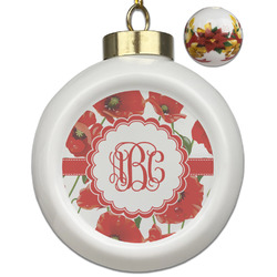 Poppies Ceramic Ball Ornaments - Poinsettia Garland (Personalized)