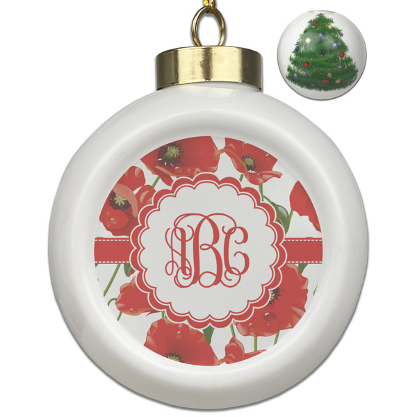 Custom Poppies Ceramic Ball Ornament - Christmas Tree (Personalized)