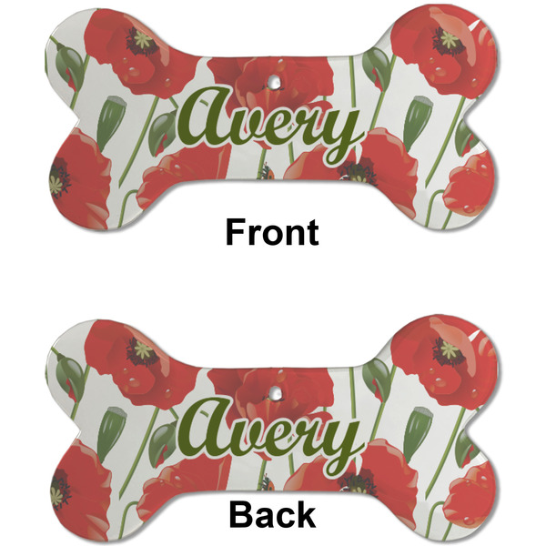Poppies Ceramic Flat Ornament - Bone Front & Back (APPROVAL)