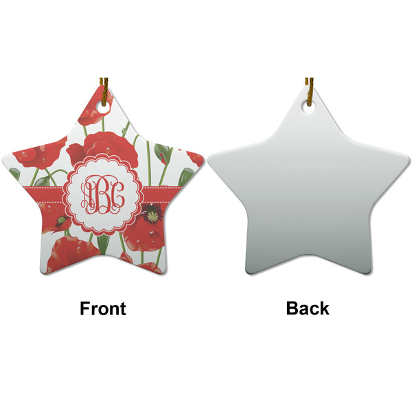 Poppies Ceramic Flat Ornament - Star Front & Back (APPROVAL)