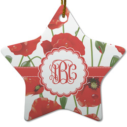 Poppies Star Ceramic Ornament w/ Monogram
