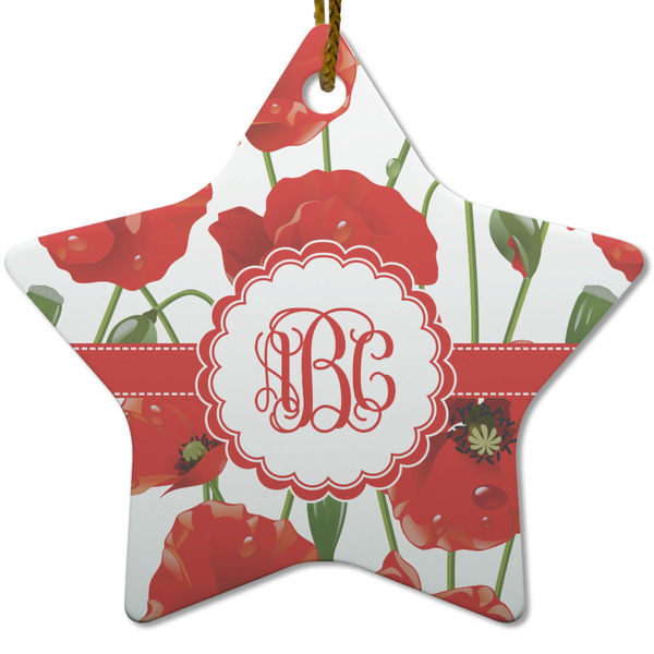 Poppies Ceramic Flat Ornament - Star (Front)