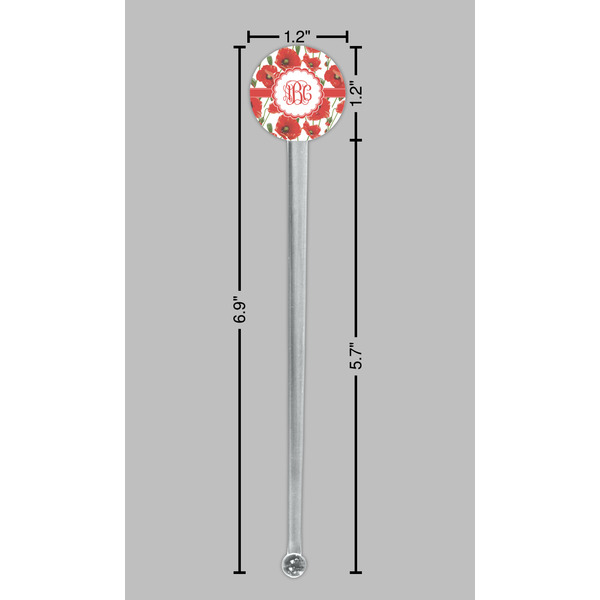 Poppies Clear Plastic 7" Stir Stick - Round - Dimensions