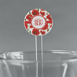 Poppies 7" Round Plastic Stir Sticks - Clear (Personalized)