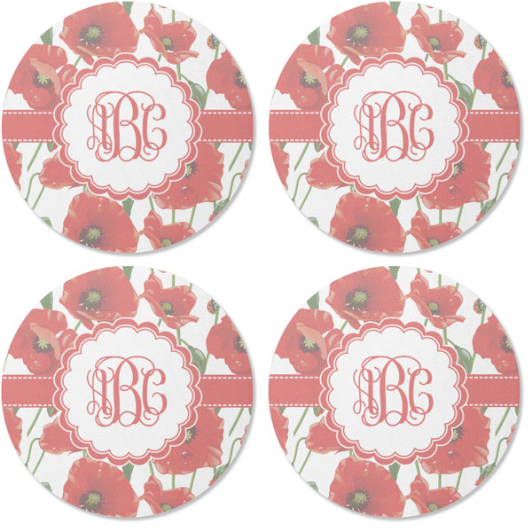 Poppies Coaster Round Rubber Back - Apvl