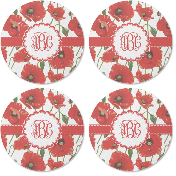Poppies Coaster Round Rubber Back - Apvl