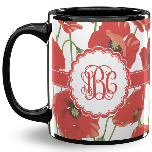 Custom Poppies 11 Oz Coffee Mug - Black (Personalized)