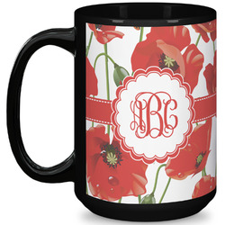 Poppies 15 Oz Coffee Mug - Black (Personalized)