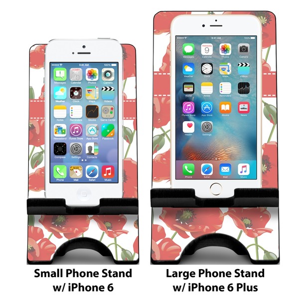 Poppies Compare Phone Stand Sizes - with iPhones
