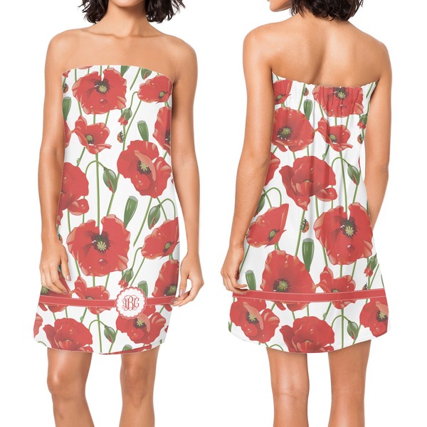 Poppies Custom Bath Wrap - Front & Back View
