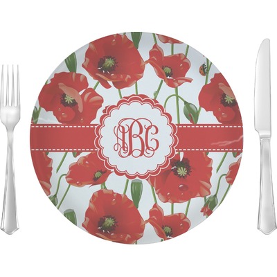 Poppies 10" Glass Lunch / Dinner Plates - Single or Set (Personalized)