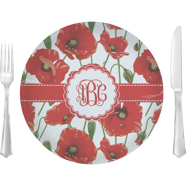 Custom Poppies 10" Glass Lunch / Dinner Plates - Single or Set (Personalized)