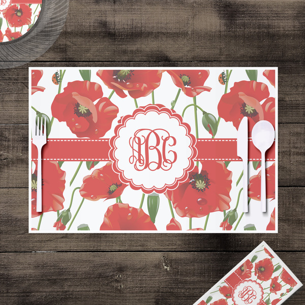 Poppies Disposable Paper Placemat - In Context