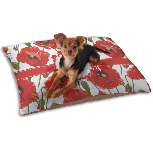 Custom Poppies Dog Bed - Small w/ Monogram