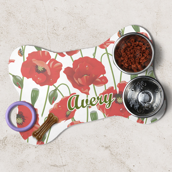Poppies Dog Bone Shaped Mat Lifestyle