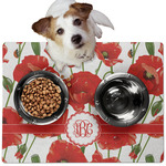 Poppies Dog Food Mat - Medium w/ Monogram