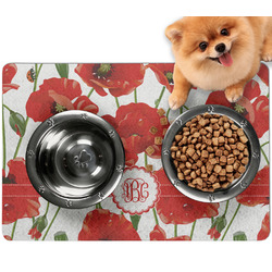 Poppies Dog Food Mat - Small w/ Monogram