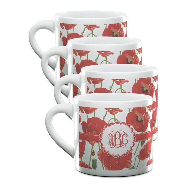 Custom Poppies Double Shot Espresso Cups - Set of 4 (Personalized)