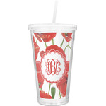 Poppies Double Wall Tumbler with Straw (Personalized)
