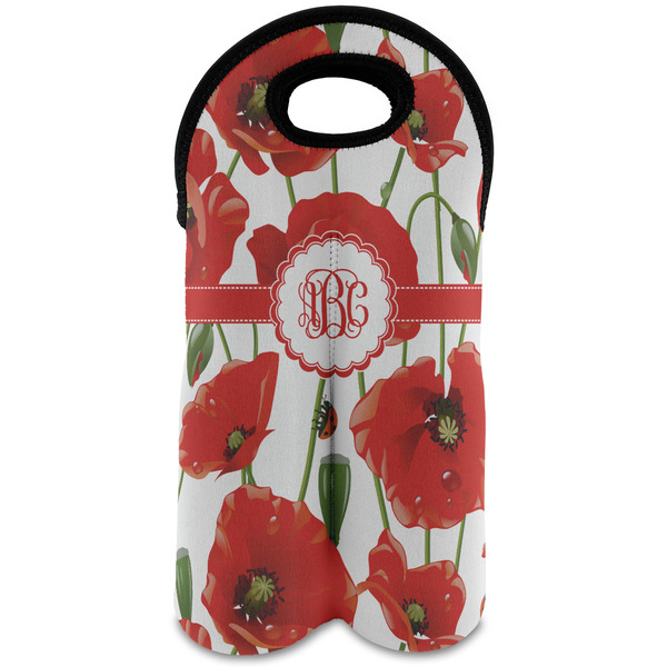 Custom Poppies Wine Tote Bag (2 Bottles) (Personalized)
