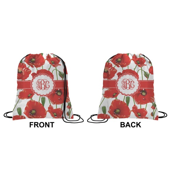 Poppies Drawstring Backpack Front & Back Small
