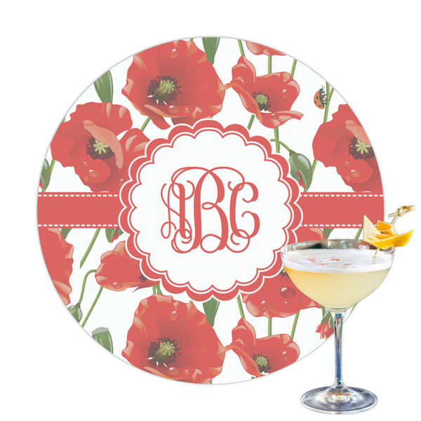 Custom Poppies Printed Drink Topper - 3.25" (Personalized)