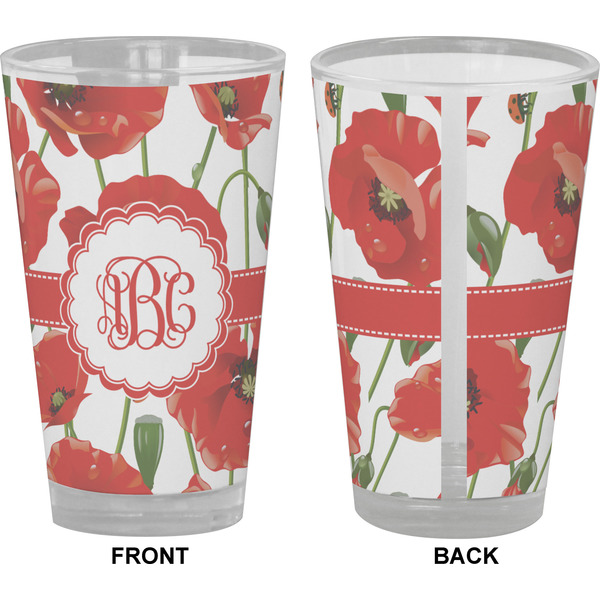 Poppies Pint Glass - Full Color - Front & Back Views