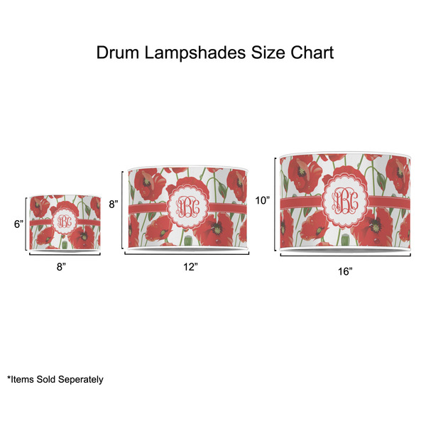 Poppies Drum Lampshades - Sizing Chart