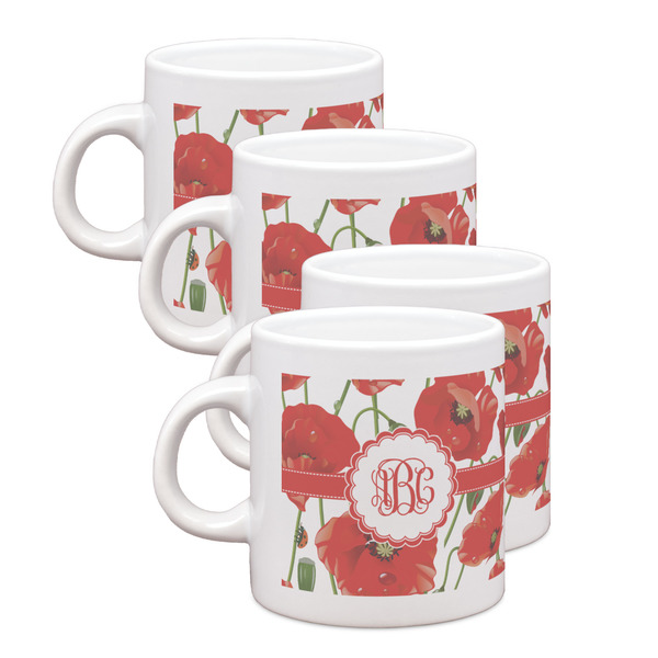Custom Poppies Single Shot Espresso Cups - Set of 4 (Personalized)
