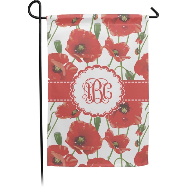 Custom Poppies Small Garden Flag - Double Sided w/ Monograms