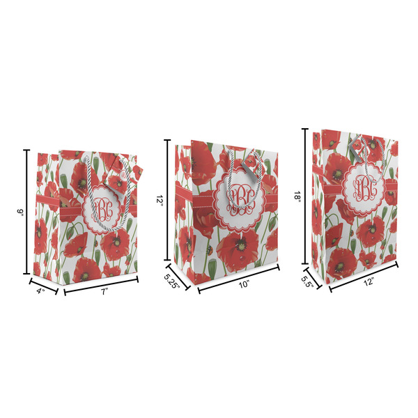 Poppies Gift Bags - All Sizes - Dimensions