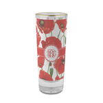 Poppies 2 oz Shot Glass -  Glass with Gold Rim - Single (Personalized)