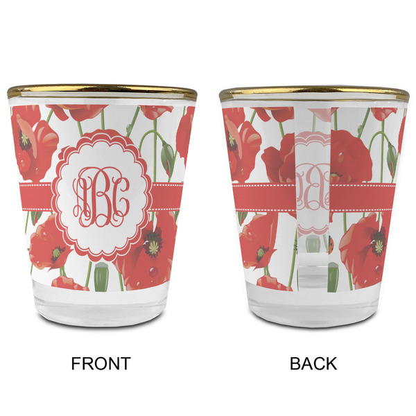 Poppies Glass Shot Glass - with gold rim - APPROVAL