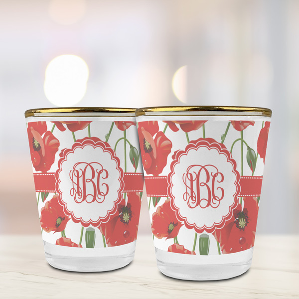 Poppies Glass Shot Glass - with gold rim - LIFESTYLE