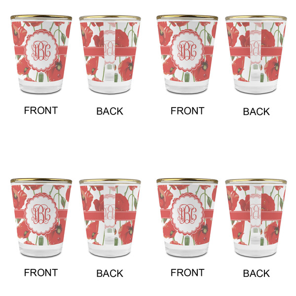 Poppies Glass Shot Glass - with gold rim - Set of 4 - APPROVAL