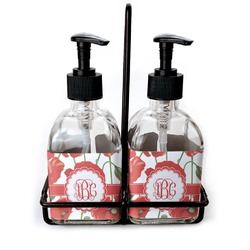 Poppies Glass Soap & Lotion Bottle Set (Personalized)