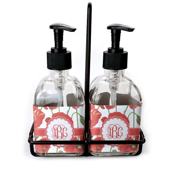 Custom Poppies Glass Soap & Lotion Bottle Set (Personalized)